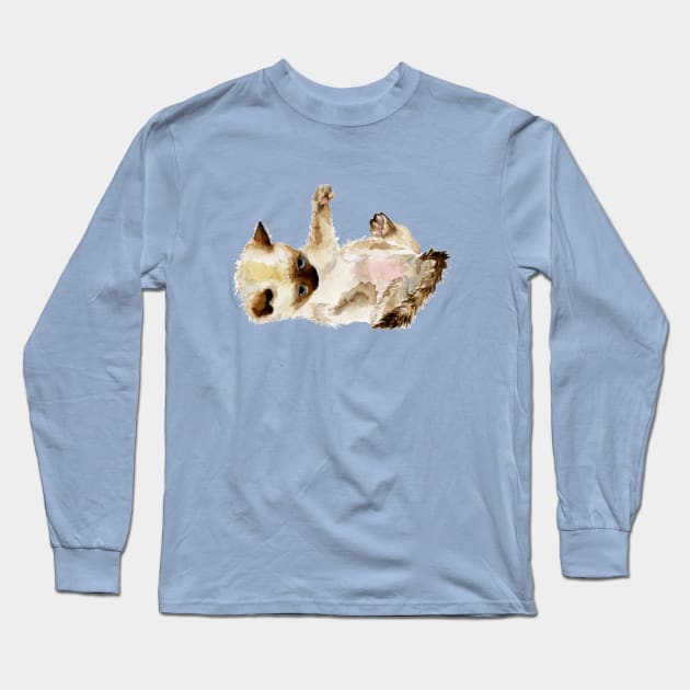 Siamese Kitten Long Sleeve T-Shirt by wanderinglaur